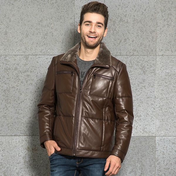 men's leather & faux jacket autumn winter real genuine sheepskin coat parka chaqueta cuero hombre 3358 kj3005 ow7j, Black
men's leather & faux jacket autumn winter real genuine sheepskin coat parka chaqueta cuero hombre 3358 kj3005 ow7j, Black