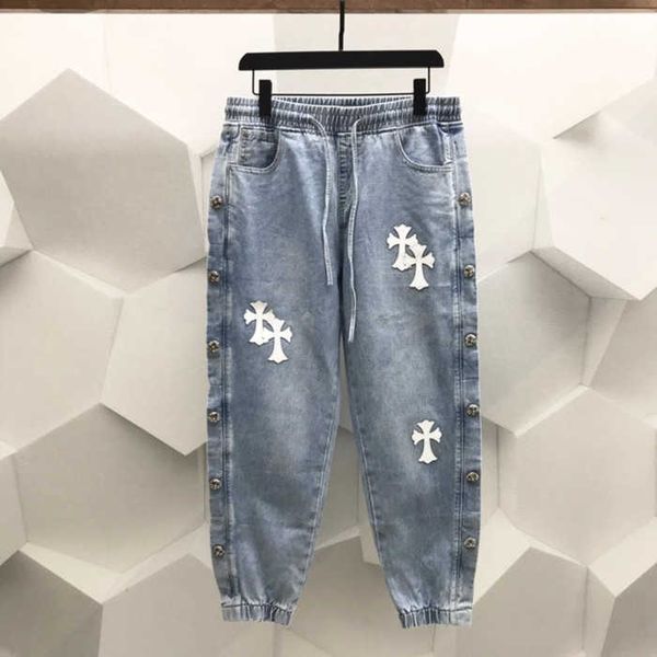 fashion outlet 21ss chrome fengchao brand summer ch cro cross silver button decorative casual denim pants for men and women, Blue
fashion outlet 21ss chrome fengchao brand summer ch cro cross silver button decorative casual denim pants for men and women, Blue