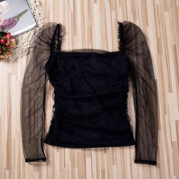 women's t-shirt women autumn sheer tee casual t-shirts mesh sleeve blouse slim fit sigj, White
women's t-shirt women autumn sheer tee casual t-shirts mesh sleeve blouse slim fit sigj, White