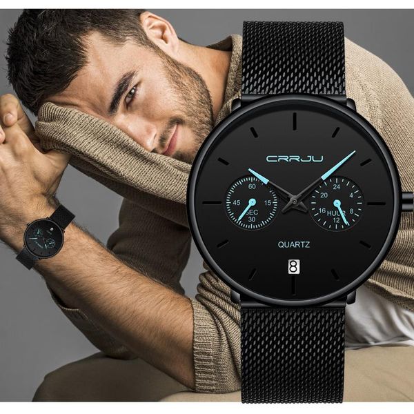 wristwatches crrju mens watch fashion slim minimalist mesh strap wrist watches for men quartz sports clock waterproof relogio masculino 2021, Slivery;brown
wristwatches crrju mens watch fashion slim minimalist mesh strap wrist watches for men quartz sports clock waterproof relogio masculino 2021, Slivery;brown