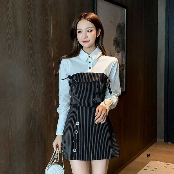 arrival korean elegant patchwork shirt pullovers blouse + high waist stripe skirt office ladies women's 2 pieces set 210529, White
arrival korean elegant patchwork shirt pullovers blouse + high waist stripe skirt office ladies women's 2 pieces set 210529, White