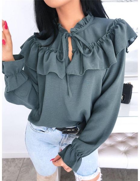 women's blouses & shirts women lace up summer ruffles ladies turtle neck tie long ruffle sleeve pullover blouse shirt 099u, White
women's blouses & shirts women lace up summer ruffles ladies turtle neck tie long ruffle sleeve pullover blouse shirt 099u, White