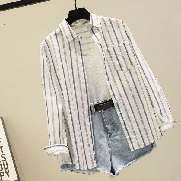 shirts spring female korea long striped sleeve loose femme turn-down collar casual blouses plus size shirt s289, White
shirts spring female korea long striped sleeve loose femme turn-down collar casual blouses plus size shirt s289, White