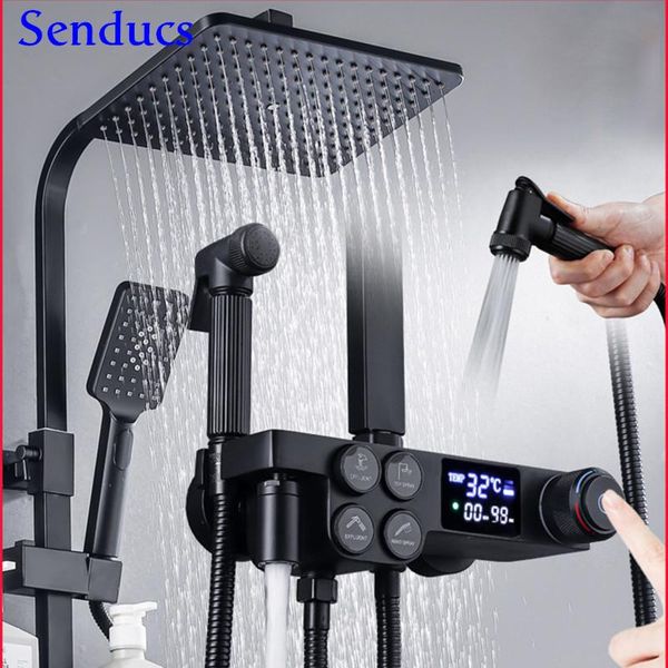 digital shower set senducs press handle bathroom system of 10 inch abs head matte black mixer sets
digital shower set senducs press handle bathroom system of 10 inch abs head matte black mixer sets