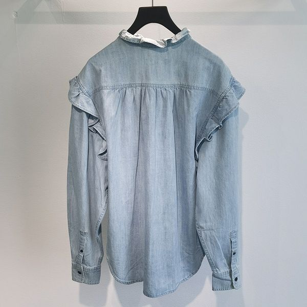 2021 new fashion women denim blouse frill-trim collar lady casual shirt female long sleeve ruffles blouses and, White
2021 new fashion women denim blouse frill-trim collar lady casual shirt female long sleeve ruffles blouses and, White