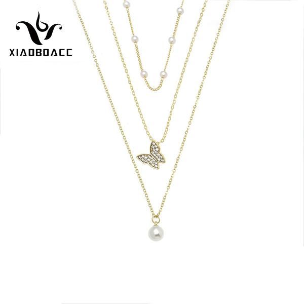 chains xiaoboacc korean fashion golden multi-layered pearl zircon butterfly pendant necklace for women anniversary gift jewelry set, Silver
chains xiaoboacc korean fashion golden multi-layered pearl zircon butterfly pendant necklace for women anniversary gift jewelry set, Silver