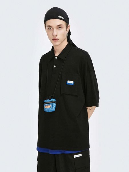 men drop shoulder patch pocket polo shirt i0v5#, White;black
men drop shoulder patch pocket polo shirt i0v5#, White;black