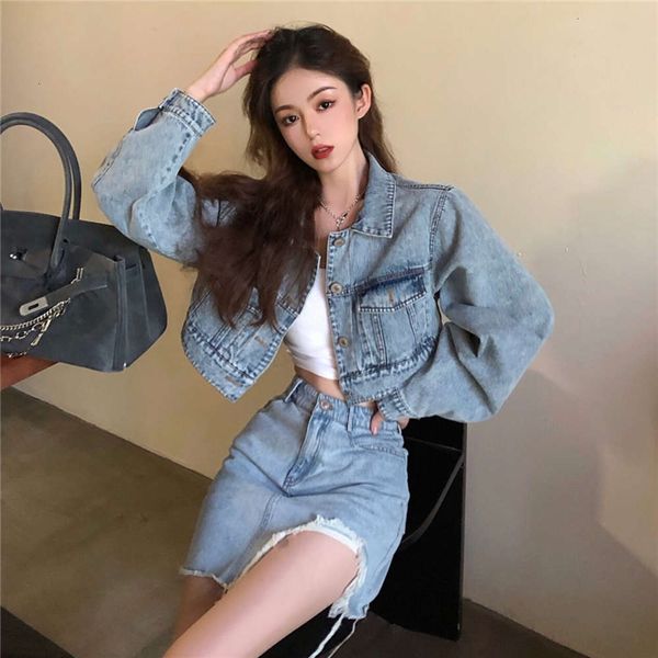 party dresses short denim jacket women 2021 chic handsome loose long sleeve cardigan spring fashion ouec, White;black
party dresses short denim jacket women 2021 chic handsome loose long sleeve cardigan spring fashion ouec, White;black