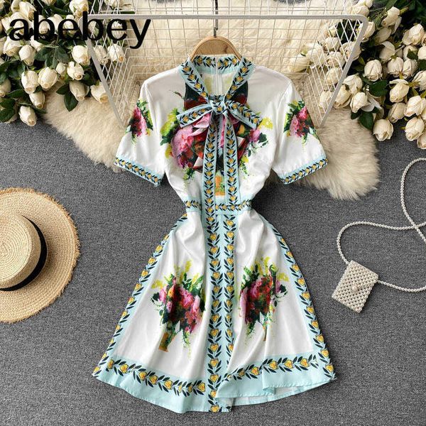 women court wind print dress retro bow collar short sleeve a-line dress summer fashion streetwear midi dress 210715, Black;gray
women court wind print dress retro bow collar short sleeve a-line dress summer fashion streetwear midi dress 210715, Black;gray