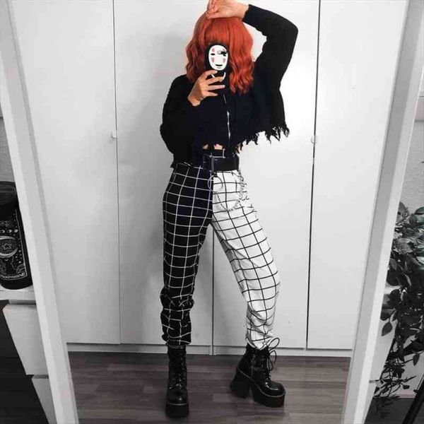 high waist straight long trousers streetwear cool girls black white checkerboard patchwork trousers women cargo sports pants
high waist straight long trousers streetwear cool girls black white checkerboard patchwork trousers women cargo sports pants