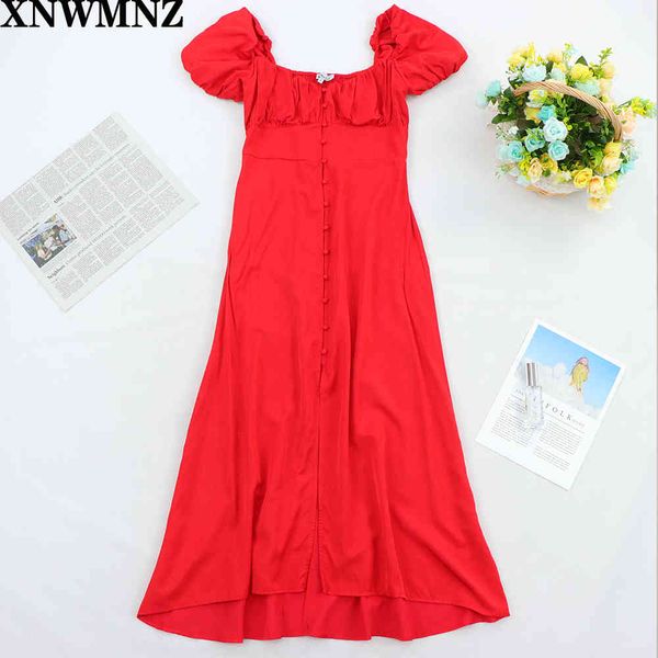za women vintage puff sleeve single breasted red midi dress female back elastic casual slim vestidos chic party dresses she 210510, Black;gray
za women vintage puff sleeve single breasted red midi dress female back elastic casual slim vestidos chic party dresses she 210510, Black;gray