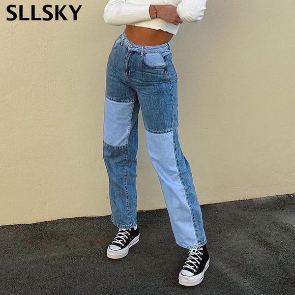 sllsky blue patchwork denim trousers woman's 2021 high waist pocket straight boyfriend classic fashion streetwear pants female women�
sllsky blue patchwork denim trousers woman's 2021 high waist pocket straight boyfriend classic fashion streetwear pants female women�