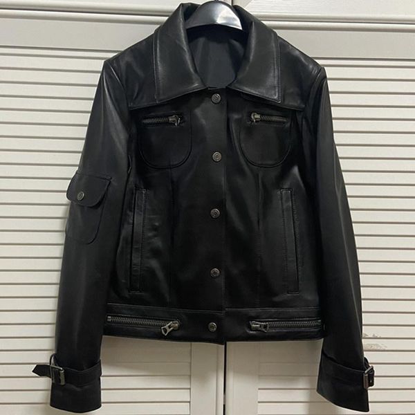 women's leather & faux factory women genuine jacket 100% sheepskin lamb lady thin coat fashion motorcycle high quality, Black
women's leather & faux factory women genuine jacket 100% sheepskin lamb lady thin coat fashion motorcycle high quality, Black