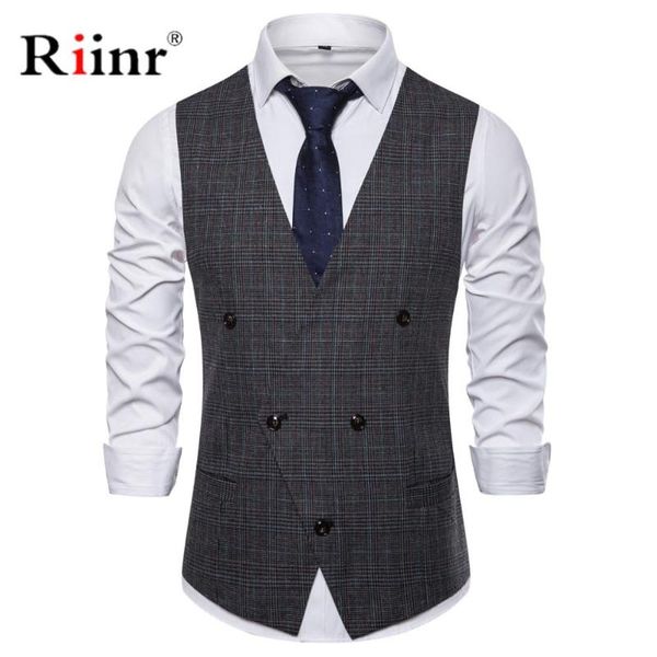 men's vests riinr fashion v collar double breasted suit vest men 2021 casual business waistcoat mens slim fit suits chaleco hombre, Black;white
men's vests riinr fashion v collar double breasted suit vest men 2021 casual business waistcoat mens slim fit suits chaleco hombre, Black;white