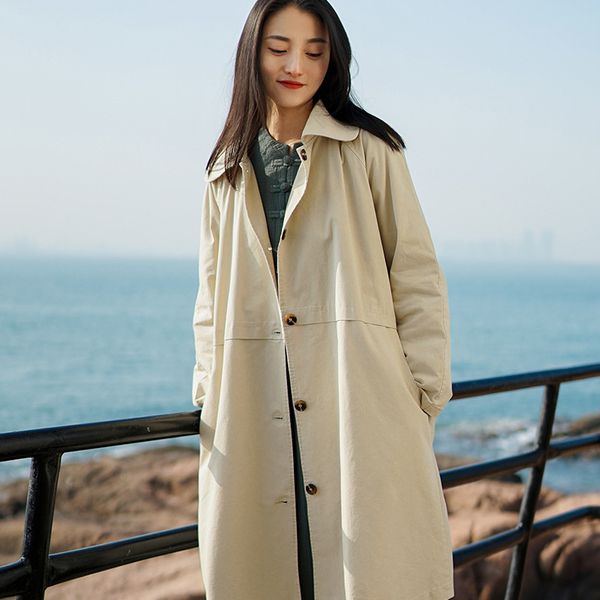 johnature women casual trench button coats solid color spring loose long sleeve soft women cloths korean trench coats 210521, Tan;black
johnature women casual trench button coats solid color spring loose long sleeve soft women cloths korean trench coats 210521, Tan;black