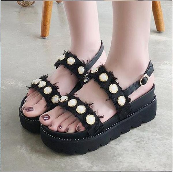 rome women summer platform shoes buckle strap open toe wedges sandals flat with footwear, Black
rome women summer platform shoes buckle strap open toe wedges sandals flat with footwear, Black