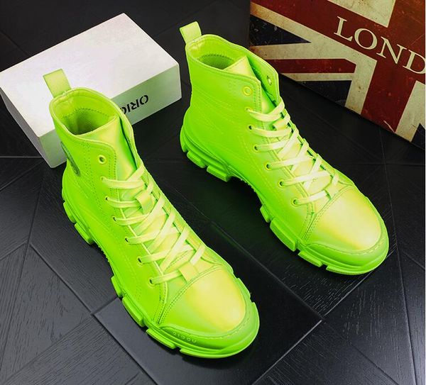 autumn new tide men's boots high shoes korean fluorescent green and white leisure board youth versatile help thick sole leather 38-44 1, Black
autumn new tide men's boots high shoes korean fluorescent green and white leisure board youth versatile help thick sole leather 38-44 1, Black