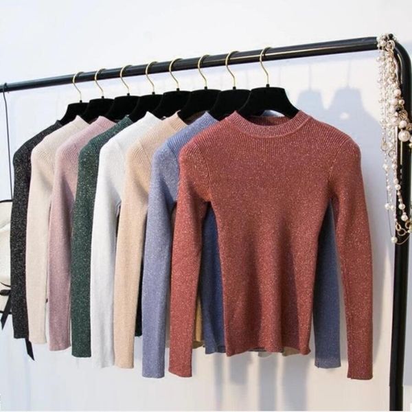 women's sweaters 2021 autumn winter o-neck collar long sleeve women sweater pullover female knit bright line slim bottoming shirt, White;black
women's sweaters 2021 autumn winter o-neck collar long sleeve women sweater pullover female knit bright line slim bottoming shirt, White;black