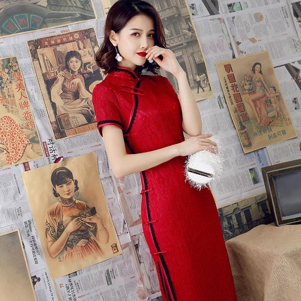 ethnic clothing burgundy female lace cheongsam women novelty qipao short sleeve elegant chinese dress slim chi-pao vestidos size s-xxl, Red
ethnic clothing burgundy female lace cheongsam women novelty qipao short sleeve elegant chinese dress slim chi-pao vestidos size s-xxl, Red