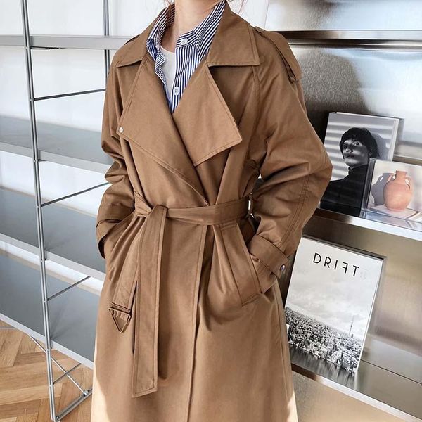 women's trench coats spring and autumn temperament british mid-length over-the-knee windbreaker women loose korean coat, Tan;black
women's trench coats spring and autumn temperament british mid-length over-the-knee windbreaker women loose korean coat, Tan;black