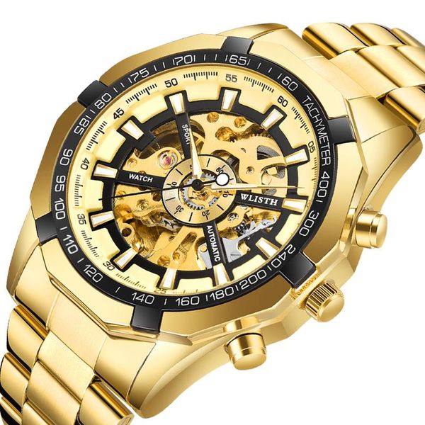 luxury big boss gold business men's automatic mechanical watch hollow movement waterproof husband father birthday gift wristwatches, Slivery;brown
luxury big boss gold business men's automatic mechanical watch hollow movement waterproof husband father birthday gift wristwatches, Slivery;brown