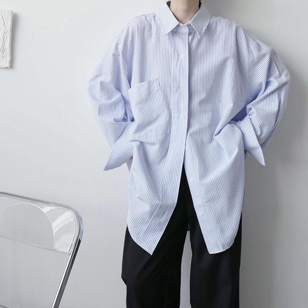 men's casual shirts oversize niche korean streetwear fashion stripe loose long sleeve shirt men women cardigan coat, White;black
men's casual shirts oversize niche korean streetwear fashion stripe loose long sleeve shirt men women cardigan coat, White;black