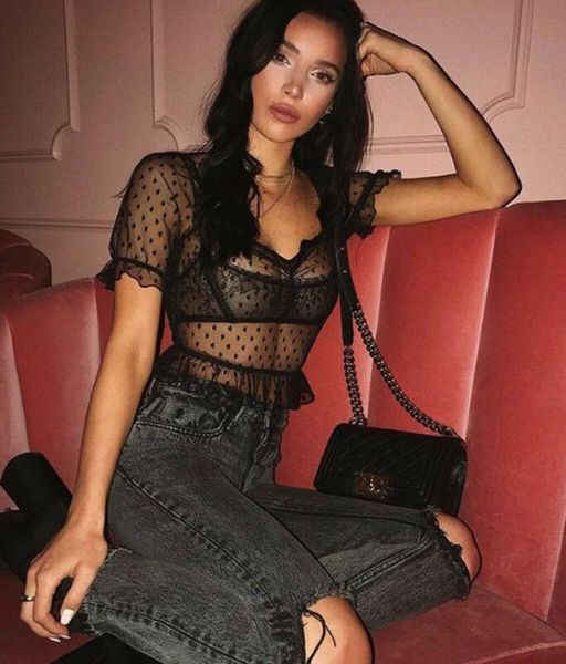 women clubwear puff sleeve sweet mesh see-through shirt transparent polka dot blouse crop women's blouses & shirts, White
women clubwear puff sleeve sweet mesh see-through shirt transparent polka dot blouse crop women's blouses & shirts, White