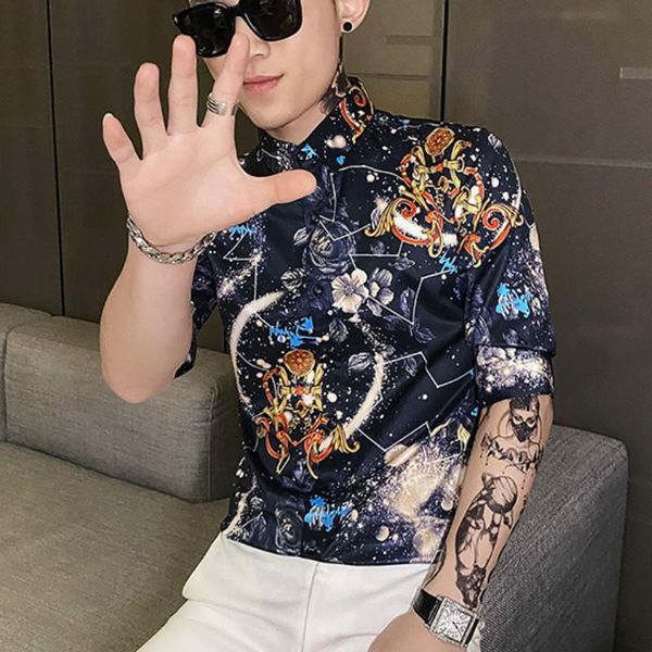luxury shirts men 2021 summer short sleeve slim streetwear casual social party nightclub clothing camisa masculina men's, White;black
luxury shirts men 2021 summer short sleeve slim streetwear casual social party nightclub clothing camisa masculina men's, White;black