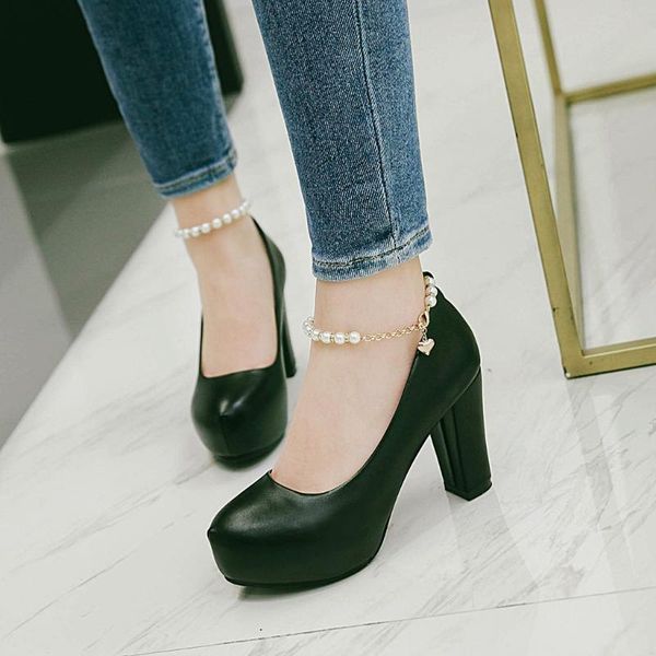 elegant high heels ladies shoes waterproof platform round head women mary jane shallow size 34-43 dress, Black
elegant high heels ladies shoes waterproof platform round head women mary jane shallow size 34-43 dress, Black