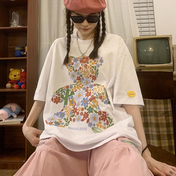 women's t-shirt harajuku women embroidery flower bear summer short-sleeved shirt y2k cotton loose patchwork lolita korean plus, White
women's t-shirt harajuku women embroidery flower bear summer short-sleeved shirt y2k cotton loose patchwork lolita korean plus, White