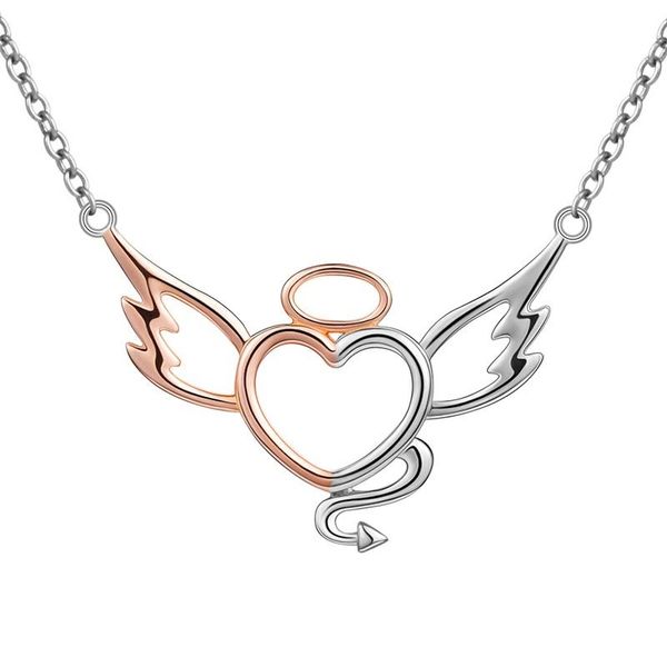 pendant necklaces angel and evil heart wing pattern with rose gold & white, Silver
pendant necklaces angel and evil heart wing pattern with rose gold & white, Silver