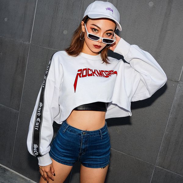 rockmore street loose short white sweater student versatile handsome hip-hop open navel women's trend, Black
rockmore street loose short white sweater student versatile handsome hip-hop open navel women's trend, Black