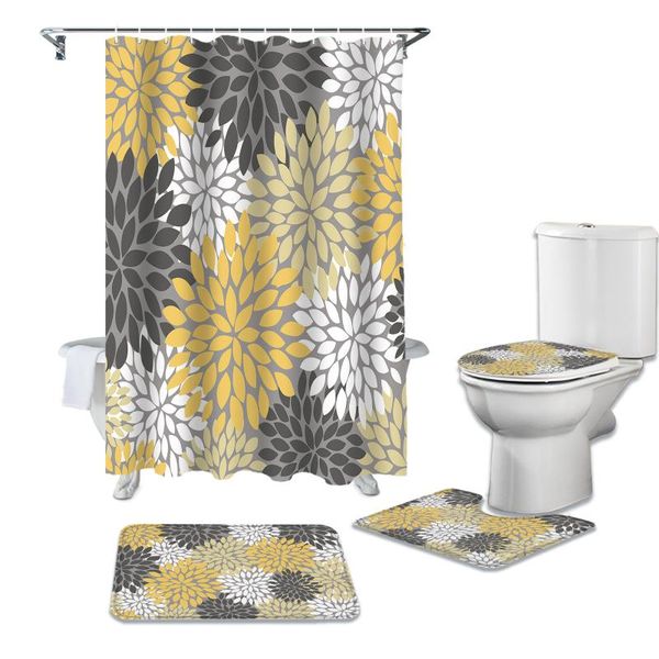 shower curtains dahlia vintage color yellow flower curtain sets non-slip rugs toilet lid cover set waterproof bathroom 
shower curtains dahlia vintage color yellow flower curtain sets non-slip rugs toilet lid cover set waterproof bathroom