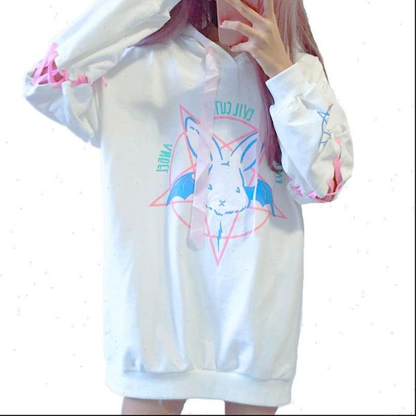 harajuku lolita style rabbit pentacle womens hoodies print lace up sleeves casual loose oversized long pullocer top, Black
harajuku lolita style rabbit pentacle womens hoodies print lace up sleeves casual loose oversized long pullocer top, Black