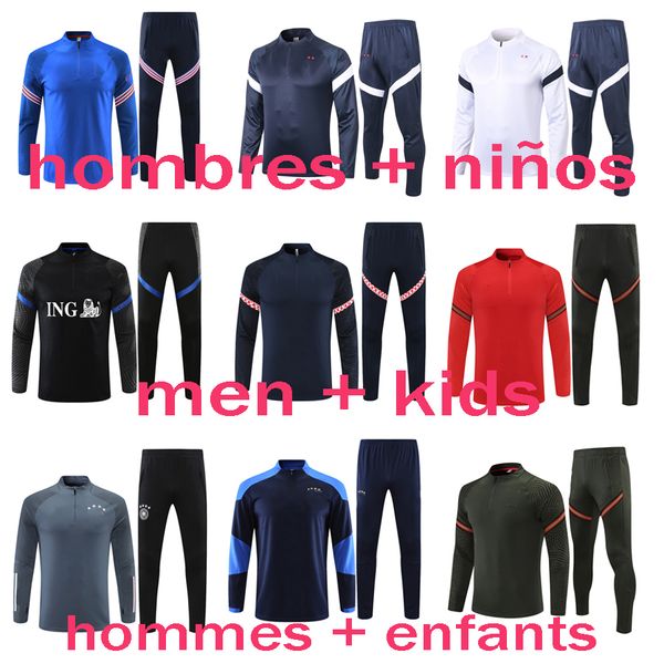 21/22 football tracksuit 2021 National team soccer training suitset chandal jogging, Black
21/22 football tracksuit 2021 National team soccer training suitset chandal jogging, Black