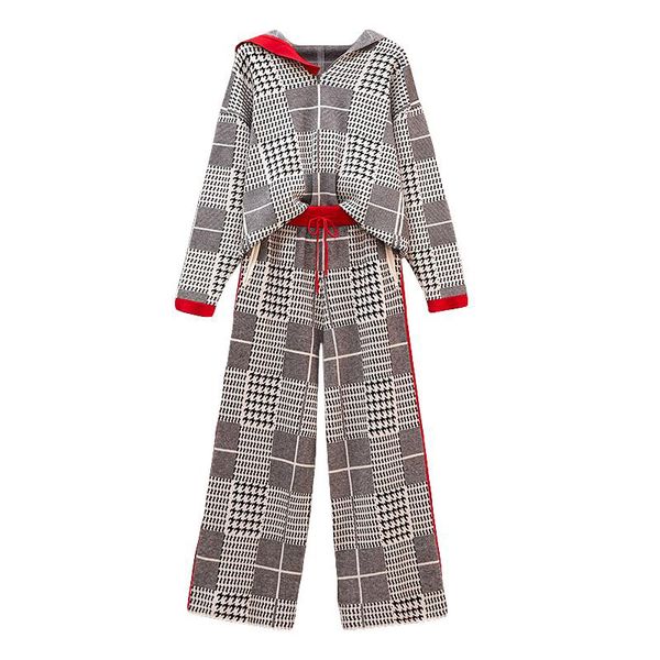 yellow red plaid knitted set hooded long sleeve empire wide leg pants knitting fall winter t0251 210514, White
yellow red plaid knitted set hooded long sleeve empire wide leg pants knitting fall winter t0251 210514, White