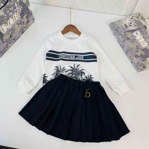 design clothing children's blue autumn girls solid color pullover sweater suit skirt, White
design clothing children's blue autumn girls solid color pullover sweater suit skirt, White