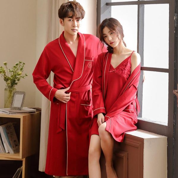 women's sleepwear couple robes spring and autumn 100% cotton red women wedding bride robe gown plus size -3xl long sleeve peignoir men, Black;red
women's sleepwear couple robes spring and autumn 100% cotton red women wedding bride robe gown plus size -3xl long sleeve peignoir men, Black;red