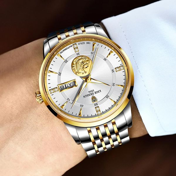 men mechanical watches automatic watch sport stainless steel 100m waterproof relogio masculino wristwatches, Slivery;brown
men mechanical watches automatic watch sport stainless steel 100m waterproof relogio masculino wristwatches, Slivery;brown