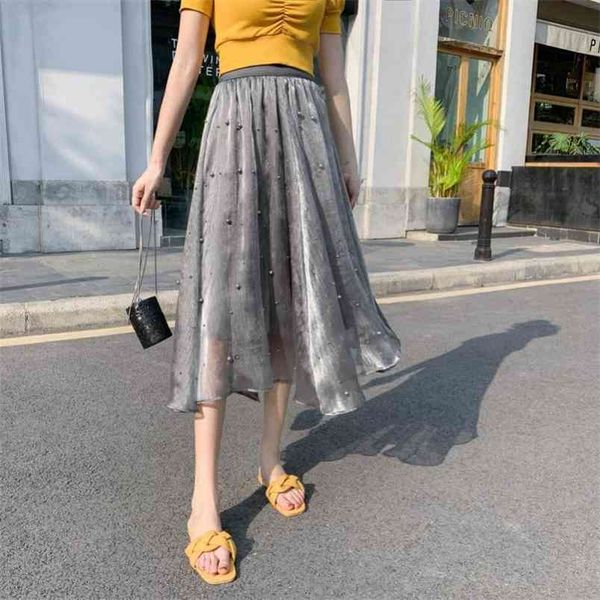 summer simple gray casual elastic high waist thin beaded chiffon skirt temperament women a-line long 210527, Black
summer simple gray casual elastic high waist thin beaded chiffon skirt temperament women a-line long 210527, Black