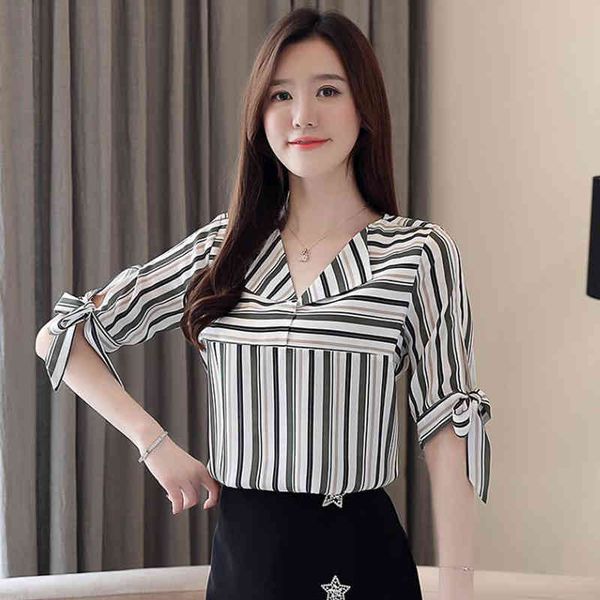 dress womens and blouses striped shirt short sleeve summer women loose v-neck chiffon blouse blusa, White
dress womens and blouses striped shirt short sleeve summer women loose v-neck chiffon blouse blusa, White