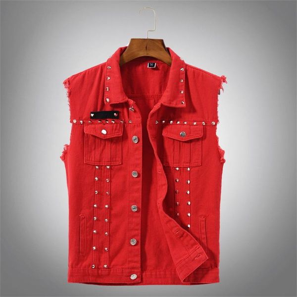 men's vests men denim vest black punk rock rivet cowboy sleeveless waistcoat for casual street motorcycle style jacket clothing, Black;white
men's vests men denim vest black punk rock rivet cowboy sleeveless waistcoat for casual street motorcycle style jacket clothing, Black;white