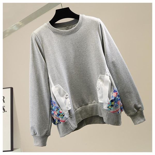 pullover hodies women 2021 spring female clothes embroidery lace mesh patch round neck long sleeve grey blue sweatshirt femme women's h, Black
pullover hodies women 2021 spring female clothes embroidery lace mesh patch round neck long sleeve grey blue sweatshirt femme women's h, Black