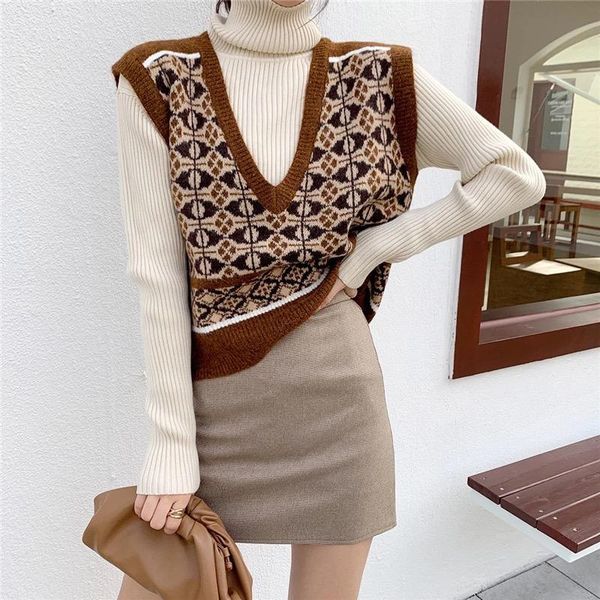 women's vests retro v-neck knit female fashion spring sleeveless pullover loose sweaters vest wild casual plaid women knitwear, Black;white
women's vests retro v-neck knit female fashion spring sleeveless pullover loose sweaters vest wild casual plaid women knitwear, Black;white
