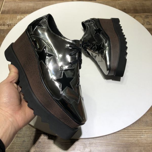 women luxurys leather boots square platform slope thick stella britt shoe elyse brushed star derbys wedge lace-up designer fashion shoes 33-, Black
women luxurys leather boots square platform slope thick stella britt shoe elyse brushed star derbys wedge lace-up designer fashion shoes 33-, Black