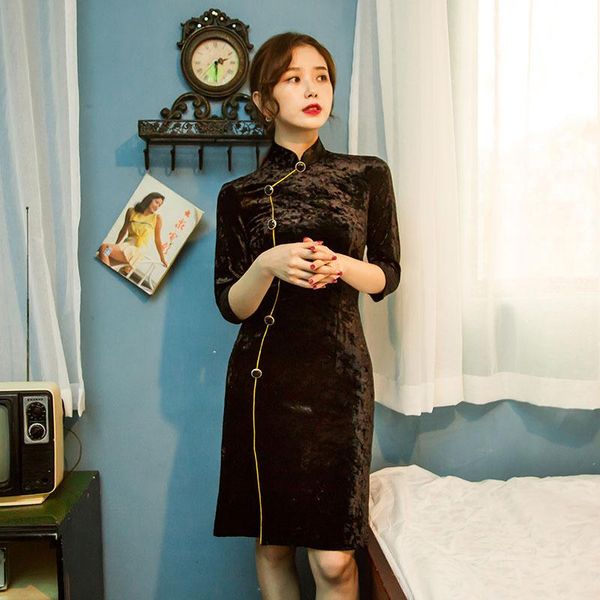 chinese traditional vintage qipao for women fashion velvet cheongsam vestidos autumn elegant bodycon wedding party dress ethnic clothin, Red
chinese traditional vintage qipao for women fashion velvet cheongsam vestidos autumn elegant bodycon wedding party dress ethnic clothin, Red