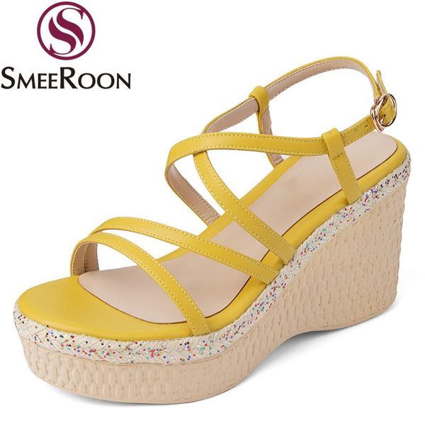 smeeroon 2021 arrival genuine leather sandals women fashion wedges platform party wedding shoes summer high heels dress, Black
smeeroon 2021 arrival genuine leather sandals women fashion wedges platform party wedding shoes summer high heels dress, Black