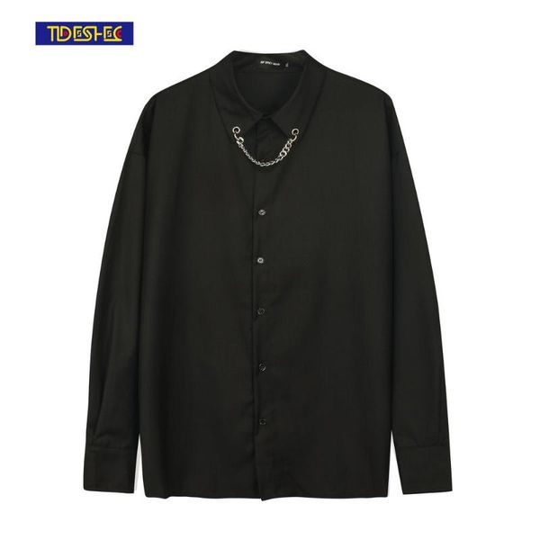 men's dress shirts suit collar 2 colors jacket long sleeve streetwear hawaiian shirt camisa masculina fashion social with necklace, White;black
men's dress shirts suit collar 2 colors jacket long sleeve streetwear hawaiian shirt camisa masculina fashion social with necklace, White;black
