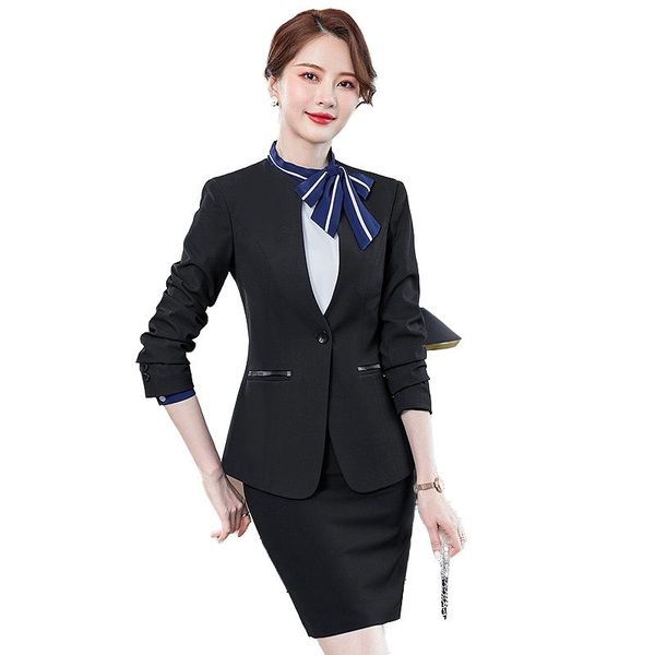 two piece dress fashion ladies black blazer women business suits skirt and jacket sets work beautician office uniform styles, White
two piece dress fashion ladies black blazer women business suits skirt and jacket sets work beautician office uniform styles, White