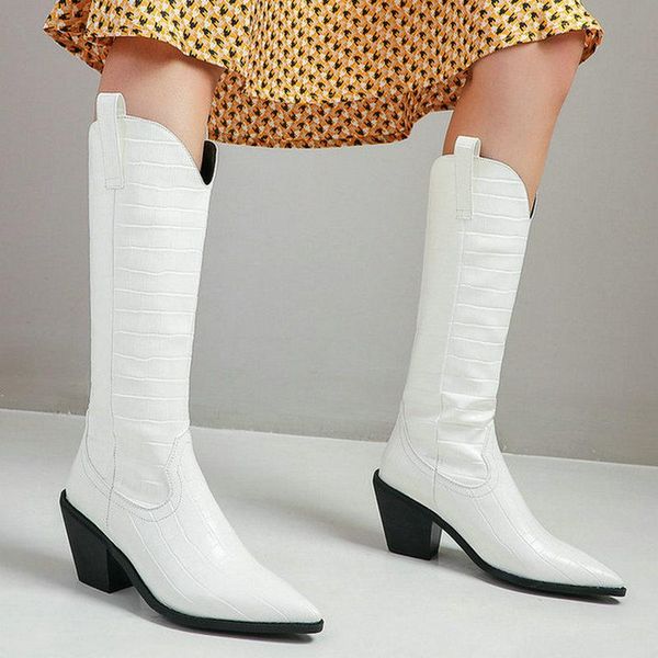 boots 2021 women western faux leather mid calf pointed toe thick heel ladies black blue white brown shoe
boots 2021 women western faux leather mid calf pointed toe thick heel ladies black blue white brown shoe